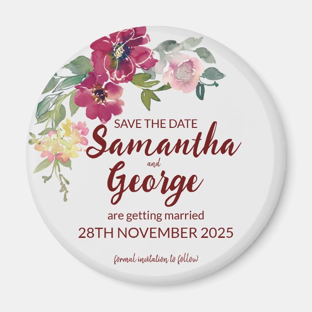 Imán Personalizado Bohemian Floral Save the Date Magnet (Frente)