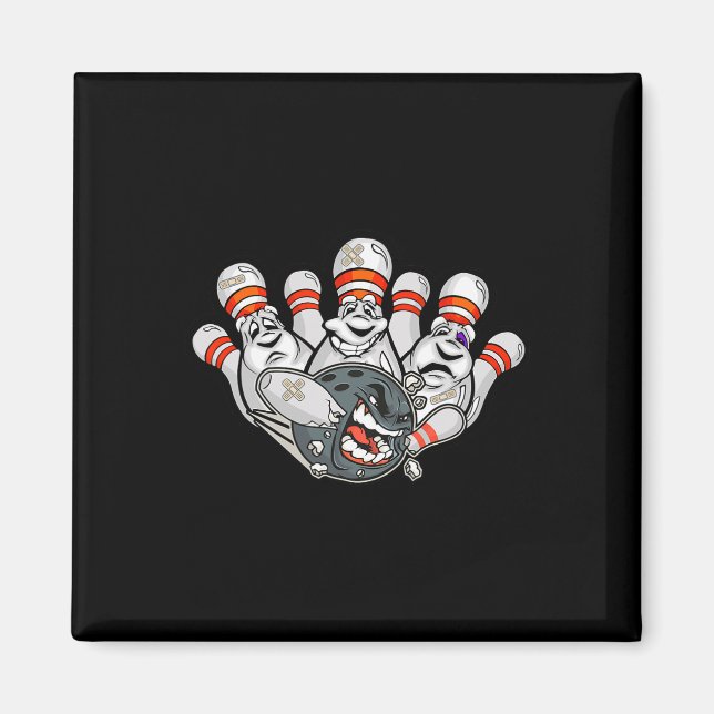 Imán Personalizado Bowler Asustado Bowling Pins Funny S (Frente)