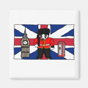Imán Personalizado británico de Badger con Big Ben y Ba