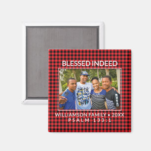 Imán Personalizado Buffalo Plaid Familia Navidades Cris