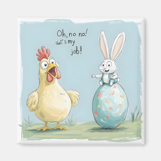 Imán Personalizado Bunny Chick Egg Easter Fun (Frente)