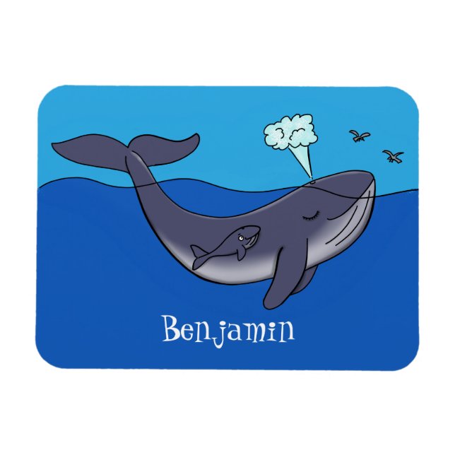 Imán Personalizado caprichoso de ballenas y terneros (Horizontal)
