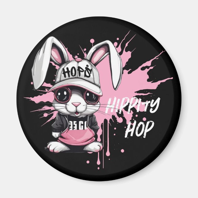 Imán Personalizado caprichoso Hip Hop Bunny (Frente)