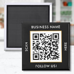 Imán Personalizado Código QR Texto de código Blanco neg<br><div class="desc">Cargue un código QR, agregue texto y cree fácilmente su imán personalizado. Haga clic en EDITAR DISEÑO para cambiar el color de fondo o del texto. Puede TRANSFERIR este DISEÑO a otros productos de Zazzle y ajustarlo para que se ajuste a la mayoría de los artículos de Zazzle. Los diseños...</div>