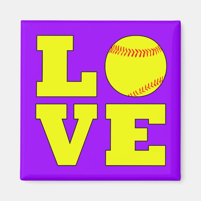 Imán Personalizado Color Softball Amo Fridge Magnet (Frente)
