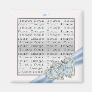 Imán Personalizado Corazones Ice Blue Ribbon Magnet
