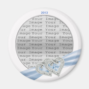 Imán Personalizado Corazones Ice Blue Ribbon Magnet