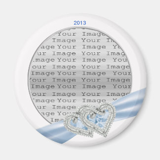 Imán Personalizado Corazones Ice Blue Ribbon Magnet