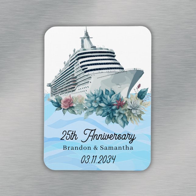 Imán Personalizado Cruise 25° Aniversario del Boda Keep (Custom Cruise 25th Wedding Anniversary Keepsake Magnet
)