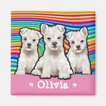 Personalizado cuadrado Magnet Rainbow cachorros.
