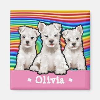Imán Personalizado cuadrado Magnet Rainbow cachorros.