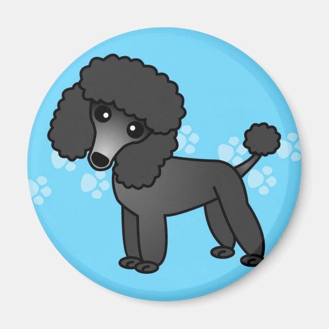 Imán Personalizado Cute Black Poodle (Frente)