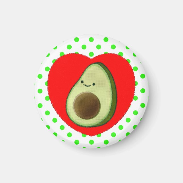 Imán Personalizado Cute De Aguacate En El Corazón Rojo (Frente)