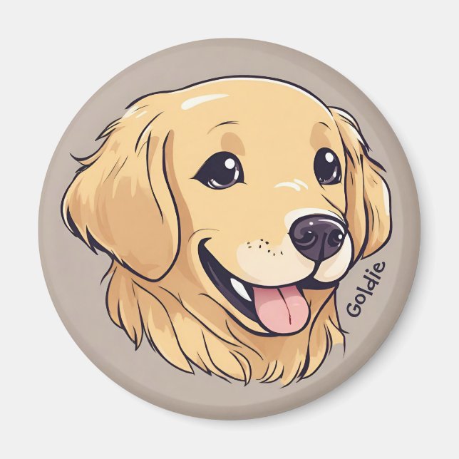 Imán Personalizado Cute Golden Retriever (Frente)