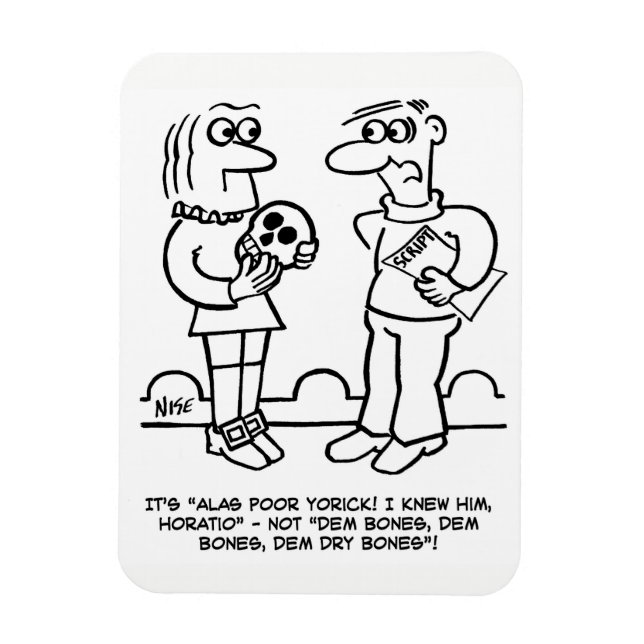 Imán Personalizado de actor jugando Hamlet con producto (Vertical)