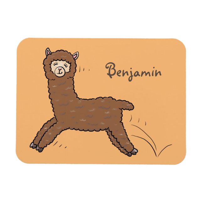Imán Personalizado de alpaca marrón feliz (Horizontal)