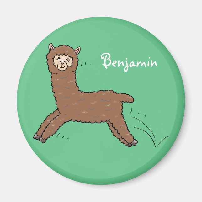 Imán Personalizado de alpaca marrón feliz (Frente)