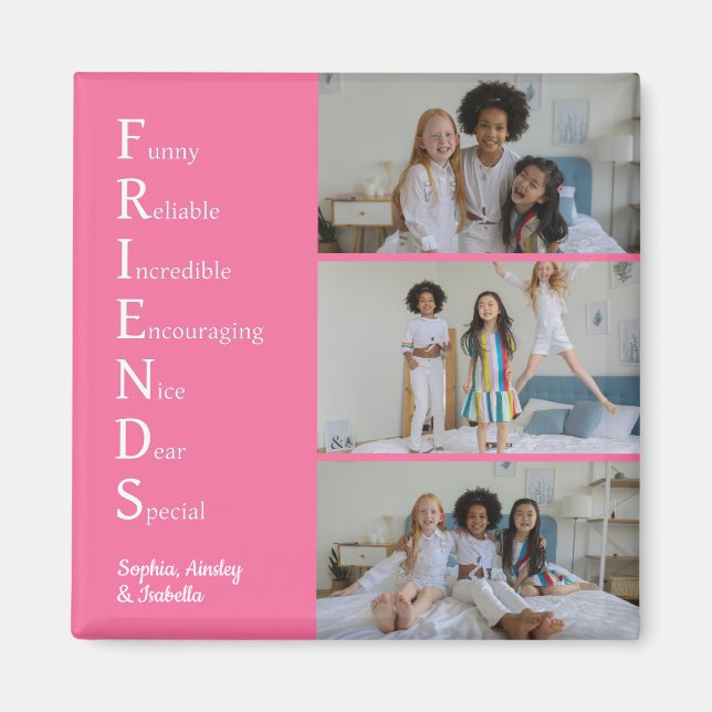 Imán PERSONALIZADO de AMIGOS Foto Rosa (Frente)