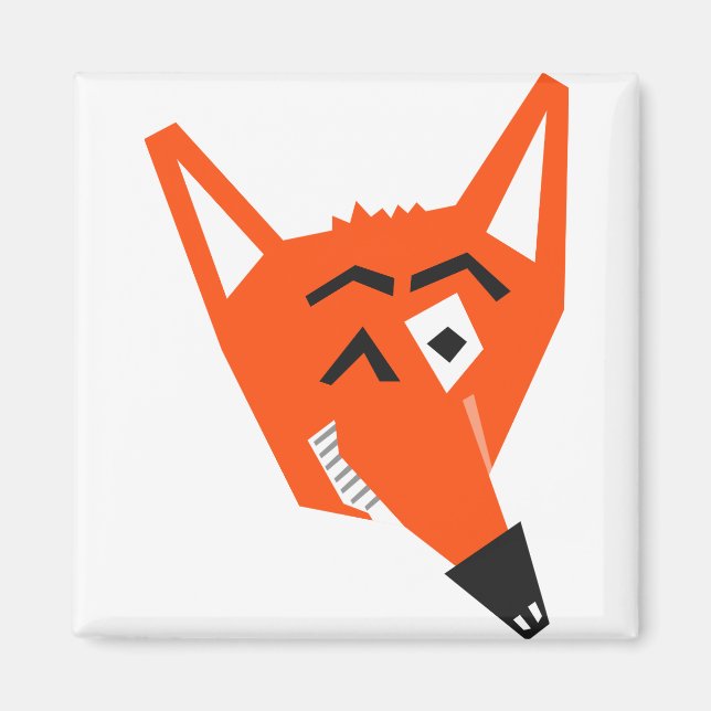 Imán Personalizado de animales de Fox cierrando ojos ma (Frente)