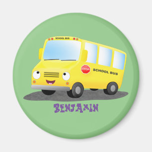 Imán Personalizado de autobús escolar alegre y amarill
