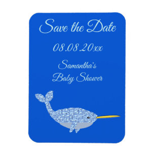 Imán Personalizado de Baby Shower de Cute Blue Baby Boy
