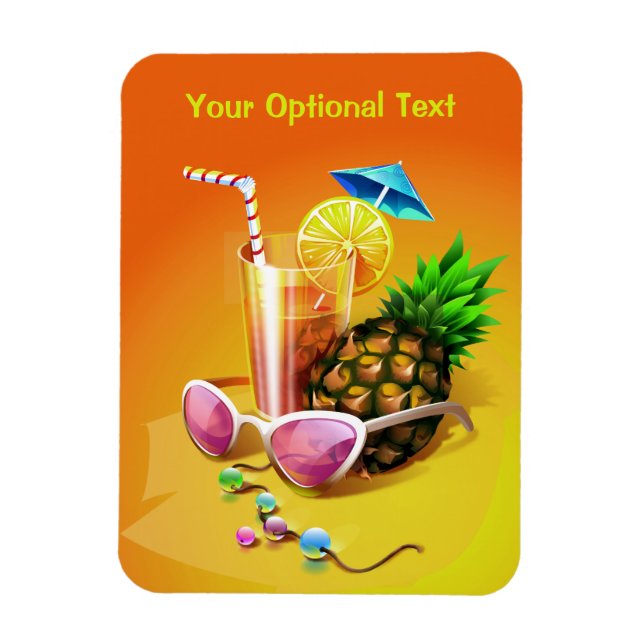 Imán personalizado de bebida tropical (Vertical)