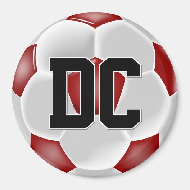 Imán Personalizado de bolas de fútbol rojas número/letr (Frente)