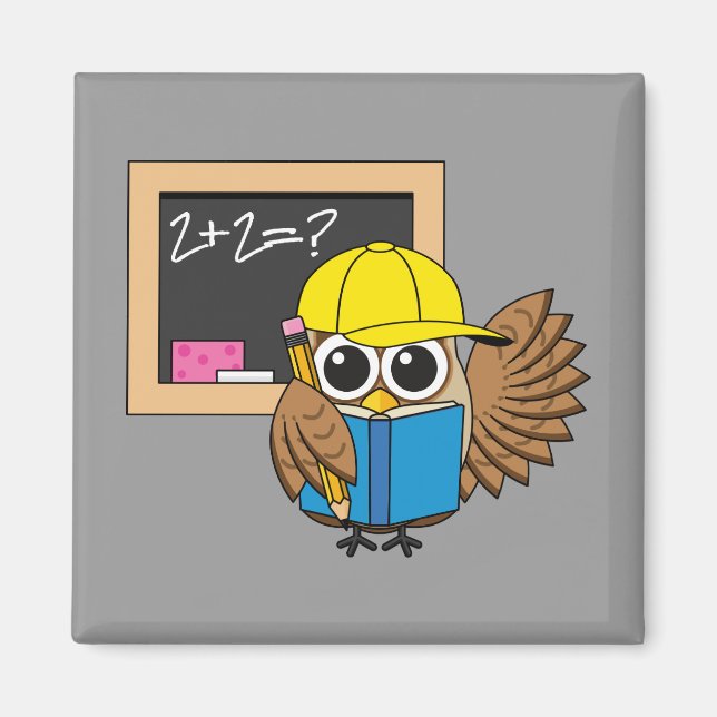Imán Personalizado de Búho Estudiantil Cute (Frente)
