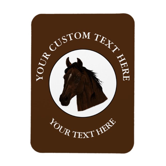 Imán Personalizado de caballos Texto Icono clásico Foto (Vertical)