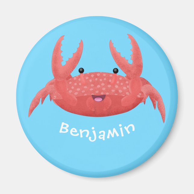 Imán Personalizado de cangrejo rojo lindo ilustracion (Frente)