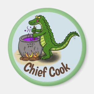 Imán Personalizado de cena de cocina de caimán verde fe