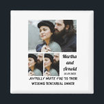 Imán personalizado de cena de ensayo boda 3 Collage de<br><div class="desc">Boda Ensayo Cena Invitación personalizado 3 Collage de fotos. Haga una invitación de boda única con sus fotos y cambie los nombres y la fecha usando esta plantilla para boda.</div>