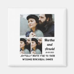 Imán personalizado de cena de ensayo boda 3 Collage de 