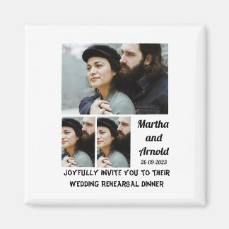 Imán personalizado de cena de ensayo boda 3 Collage de 