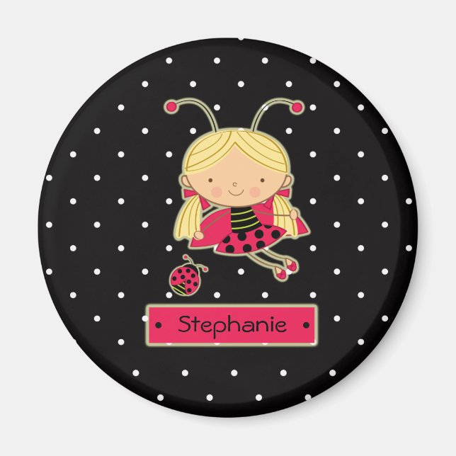 Imán personalizado de chica de mariquita (Frente)