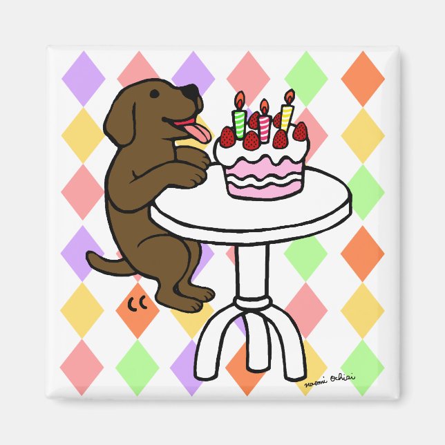 Imán Personalizado de chocolate de cumpleaños Labrador (Frente)