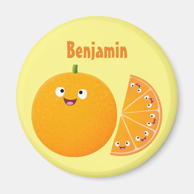 Imán Personalizado de cítricos de feliz naranja (Frente)