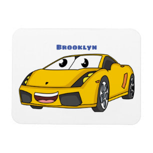Imán Personalizado de coche deportivo amarillo alegre