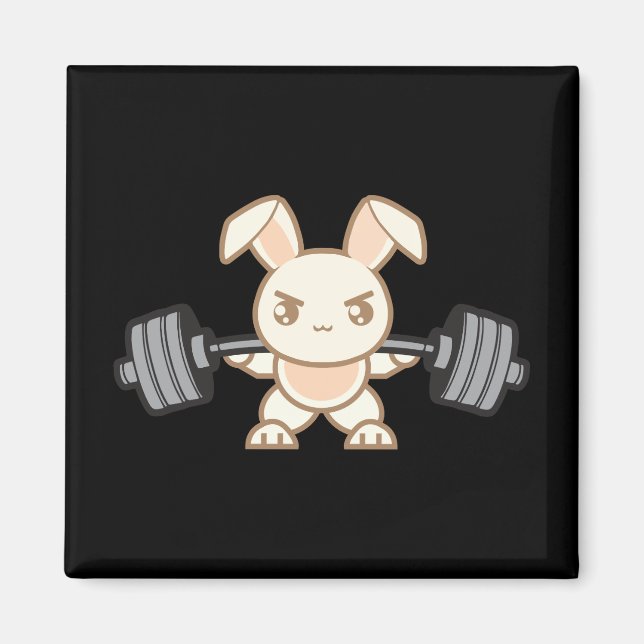 Imán Personalizado de conejito de elevación de pesas -  (Frente)