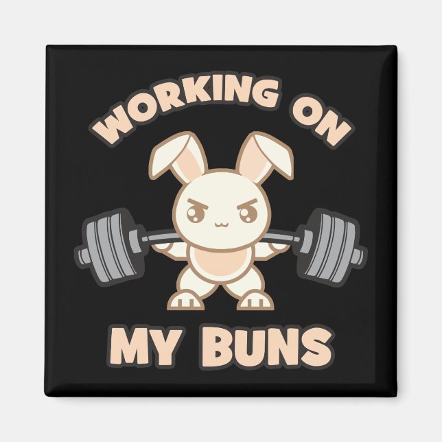 Imán Personalizado De Conejito - Trabajar En Mis Buns - (Frente)