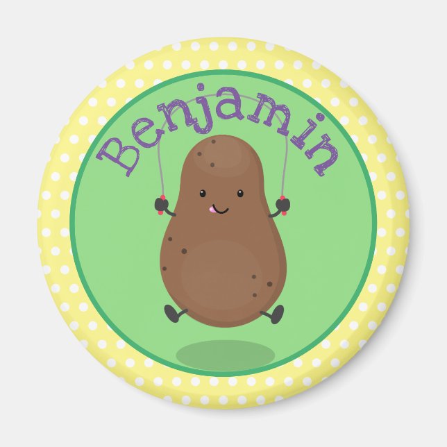 Imán Personalizado de cuerda de saltar de patata feliz (Frente)