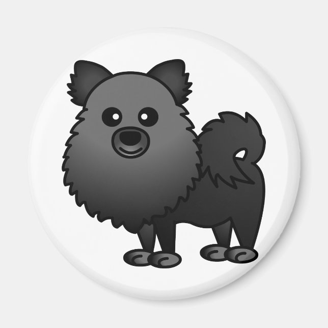 Imán Personalizado de Cute Pomerania - Negro (Frente)