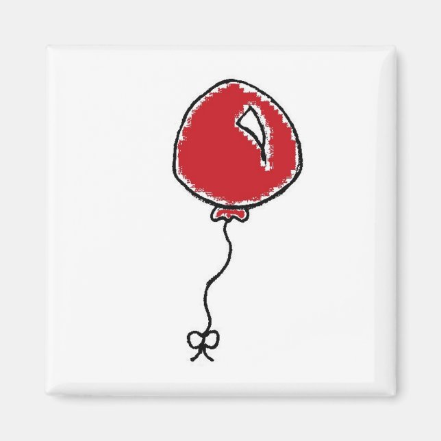 Imán Personalizado de decoración Fiesta de globo rojo (Frente)