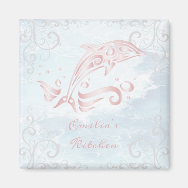 Imán personalizado de delfín rosado (Frente)