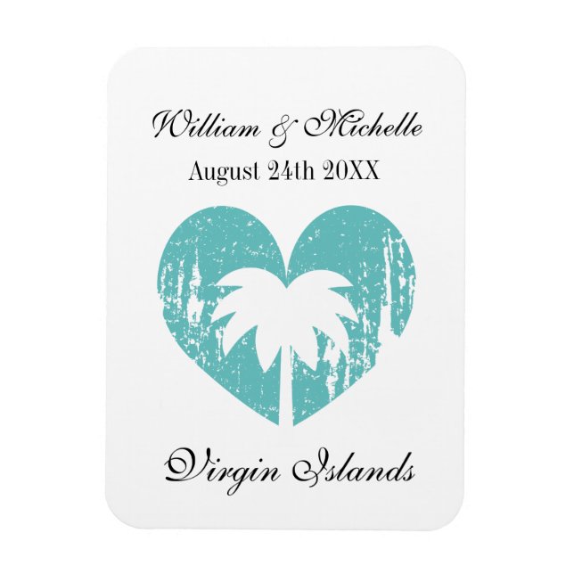 Imán Personalizado de destino de playa de corazón tropi (Vertical)