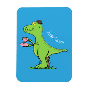 Imán Personalizado de dinosaurios de color verde gracio
