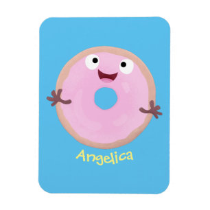 Imán Personalizado de donut rosa alegre y brillante