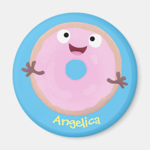 Imán Personalizado de donut rosa alegre y brillante