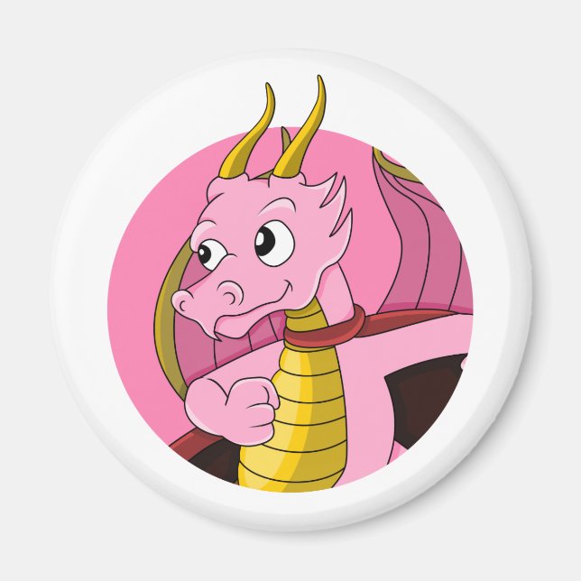 Imán Personalizado de dragón rosa (Frente)