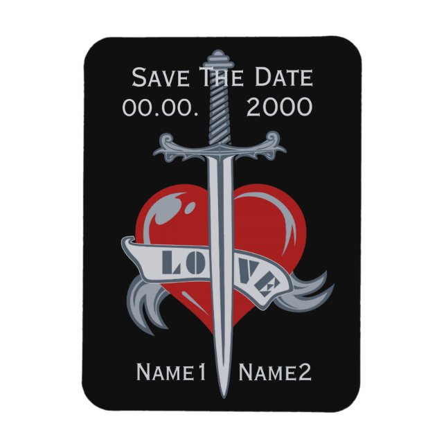 imán personalizado de espadas amorosas (Vertical)